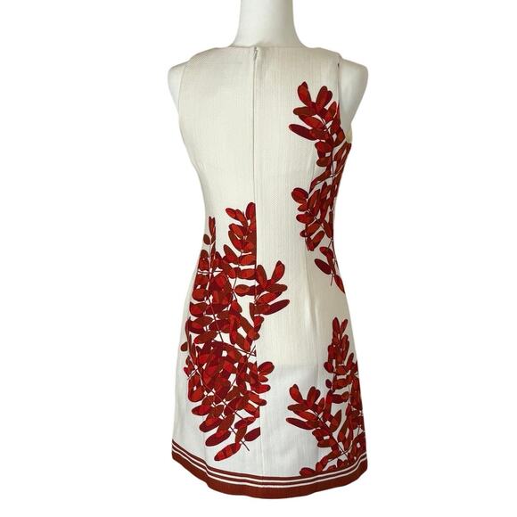 Taylor Textured Fern Print Sleeveless Sheath Dress Women's 4 | Cream & Rust NWT - Picture 3 of 11